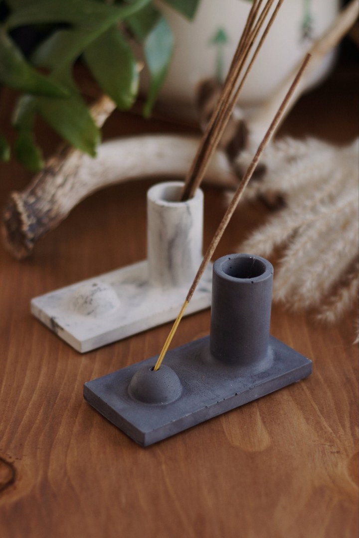 Handmade concrete incense holder