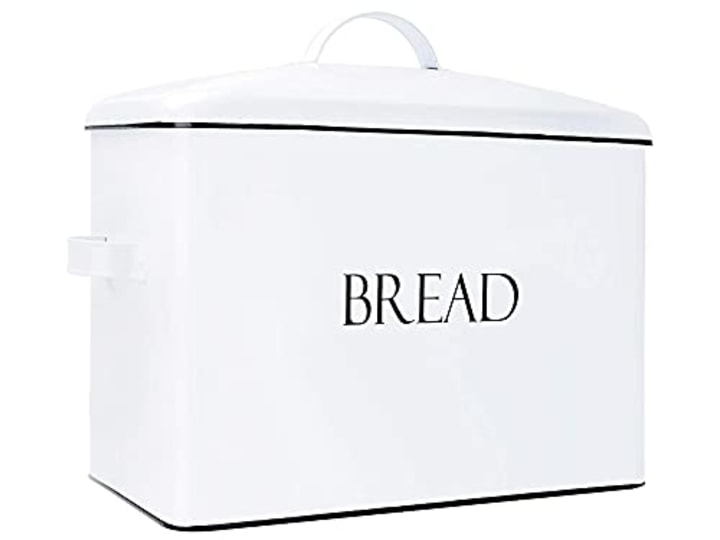 Outshine Extra Large Bread Box White | Countertop Space-Saving Vintage Metal Bread Bin | High Capacity Bread Storage - Holds 2+ Loaves | Farmhouse Bread Box for Kitchen Countertop | Housewarming Gift