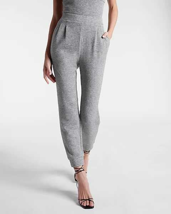 High Waisted Luxe Texture Pleated Joggers