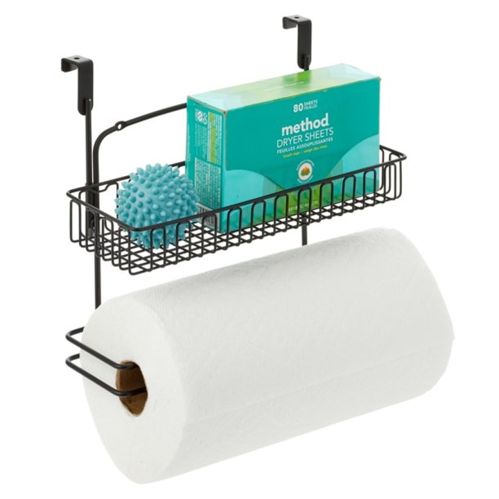 mDesign Over Cabinet Paper Towel Holder with Multipurpose Shelf