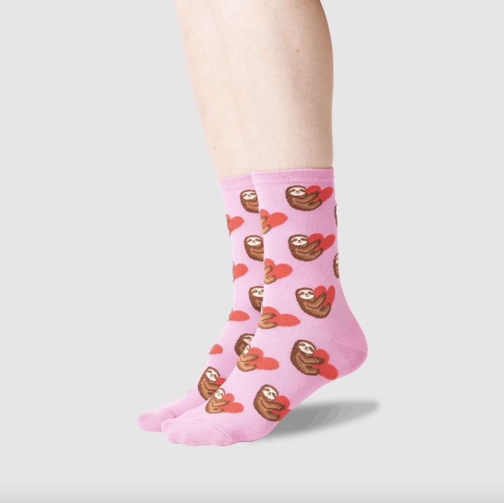 Sloth Valentine's Day Socks