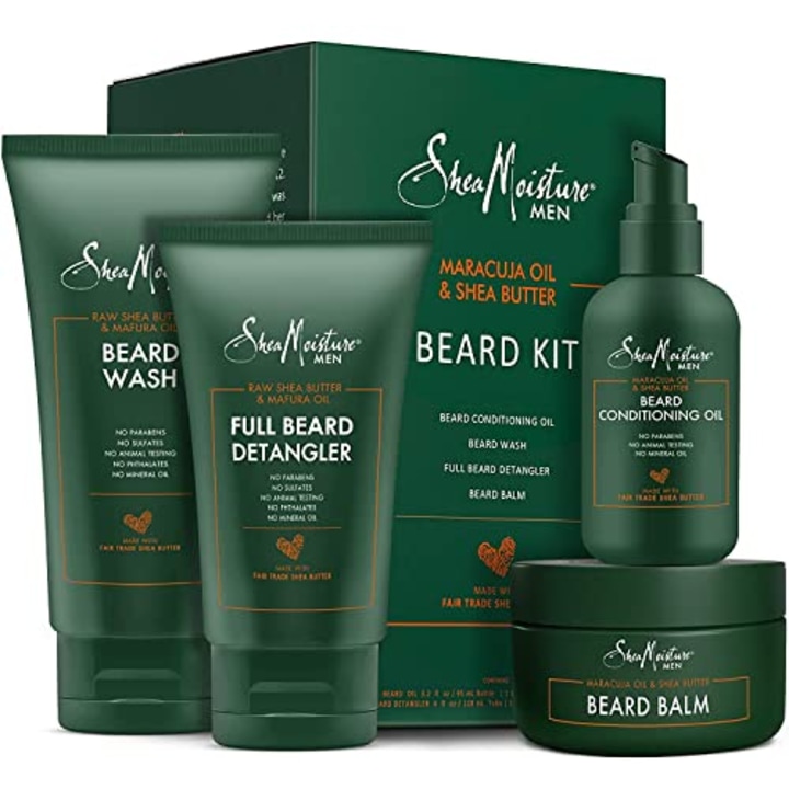 Shea Moisture Beard Kit For Men | Beard Wash | Beard Balm | Beard Oil | Beard Conditioner | Beard Grooming Kit | Gifts For Men | Gifts for Husband | All Natural Ingredients | Shea Butter
