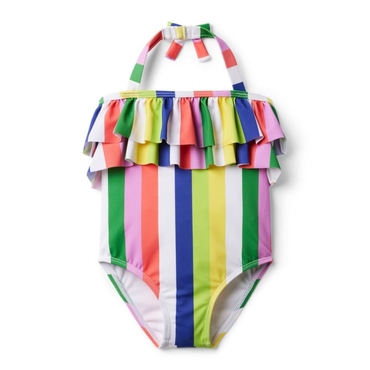 Kaavia James Rainbow Striped Swimsuit