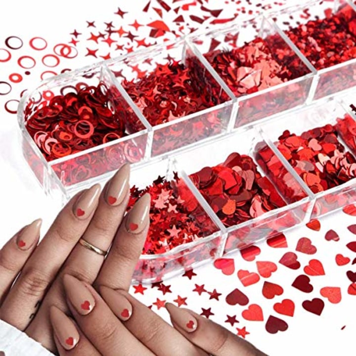 Heart Nail Glitters Valentines Nail Decals