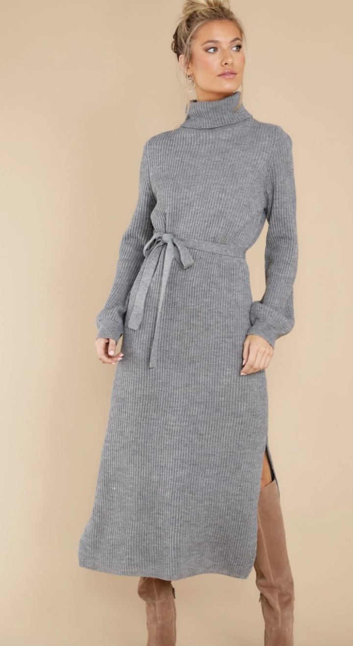 Gray Knit Maxi Dress