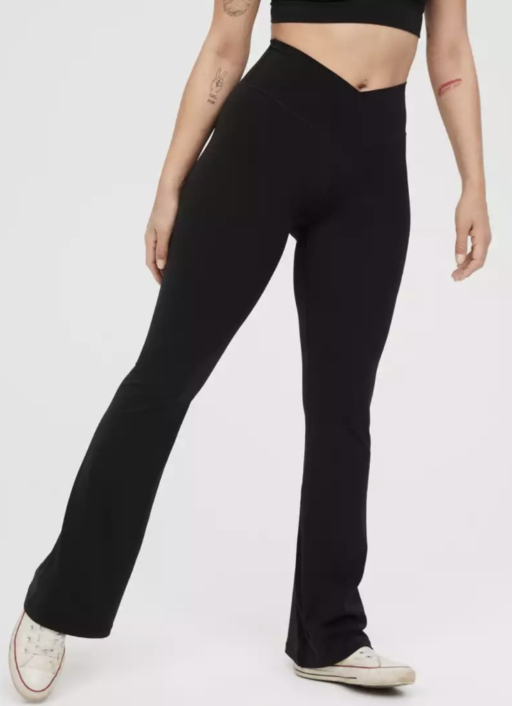High Waisted Crossover Flare Legging