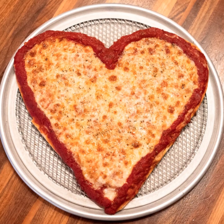 Heart-Shaped Thin Crust Pizza