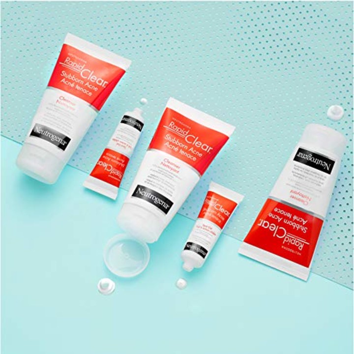 Neutrogena Rapid Clear Stubborn Acne Spot Treatment Gel with Maximum Strength 10% Benzoyl Peroxide Acne Treatment Medication, Pimple Cream for Acne Prone Skin Care, 1 oz