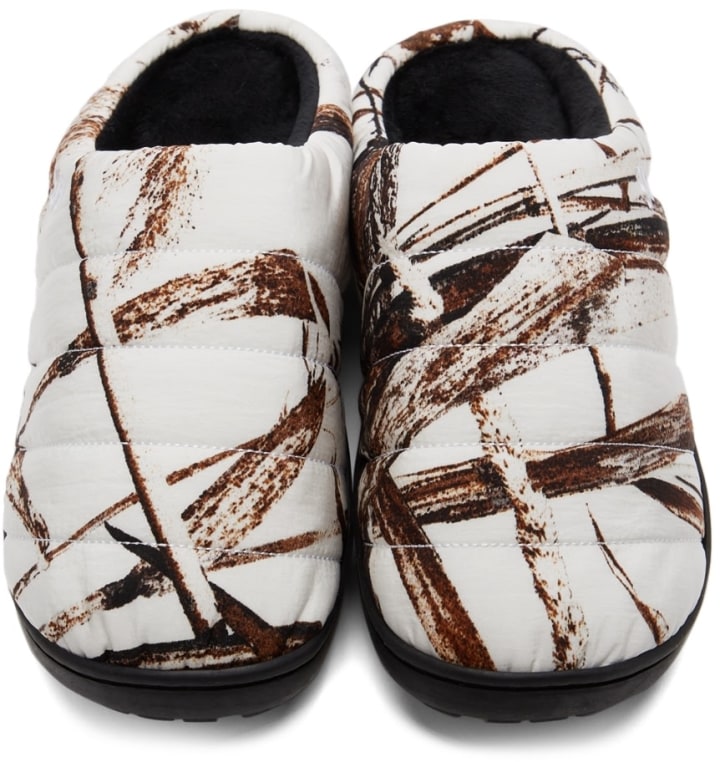 Subu SSENSE Exclusive White Quilted Winter Camo Slippers