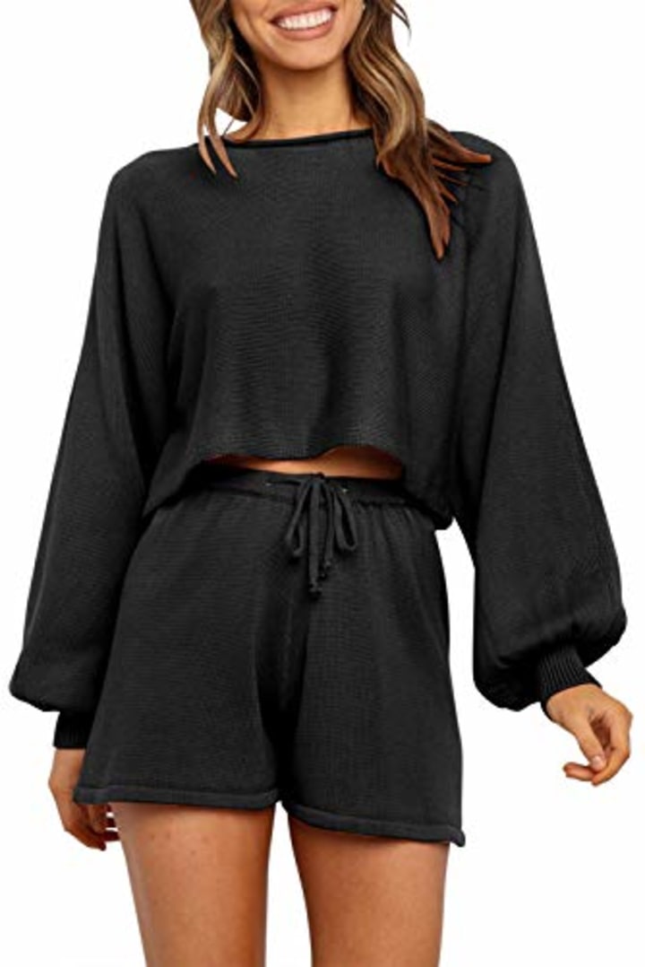 Sweatsuit For Women 2 Piece Outfits Back Tie Long Sleeve Crop Sweatshirts  Hoodie And Joggers Sweapants Tracksuit