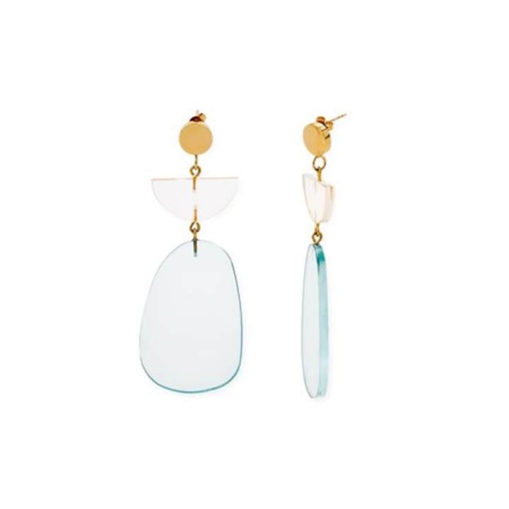 Scoop Women's 14K Gold Flash-Plated Translucent Blue Resin Statement Earring