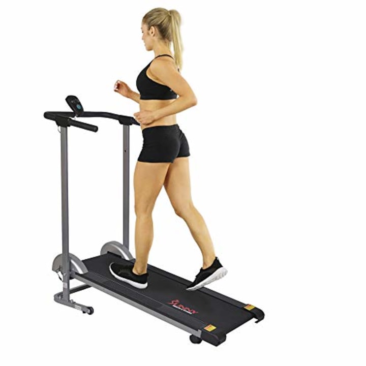 Sunny Health &amp; Fitness SF-T1407M Foldable Manual Walking Treadmill, Gray
