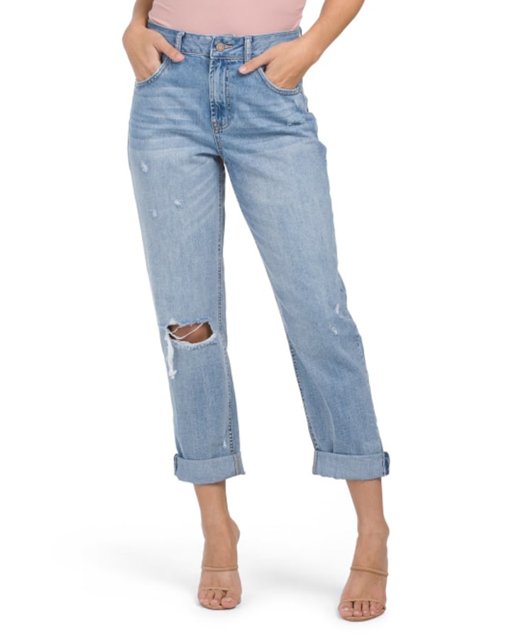 Juniors Dad Jeans With Holes