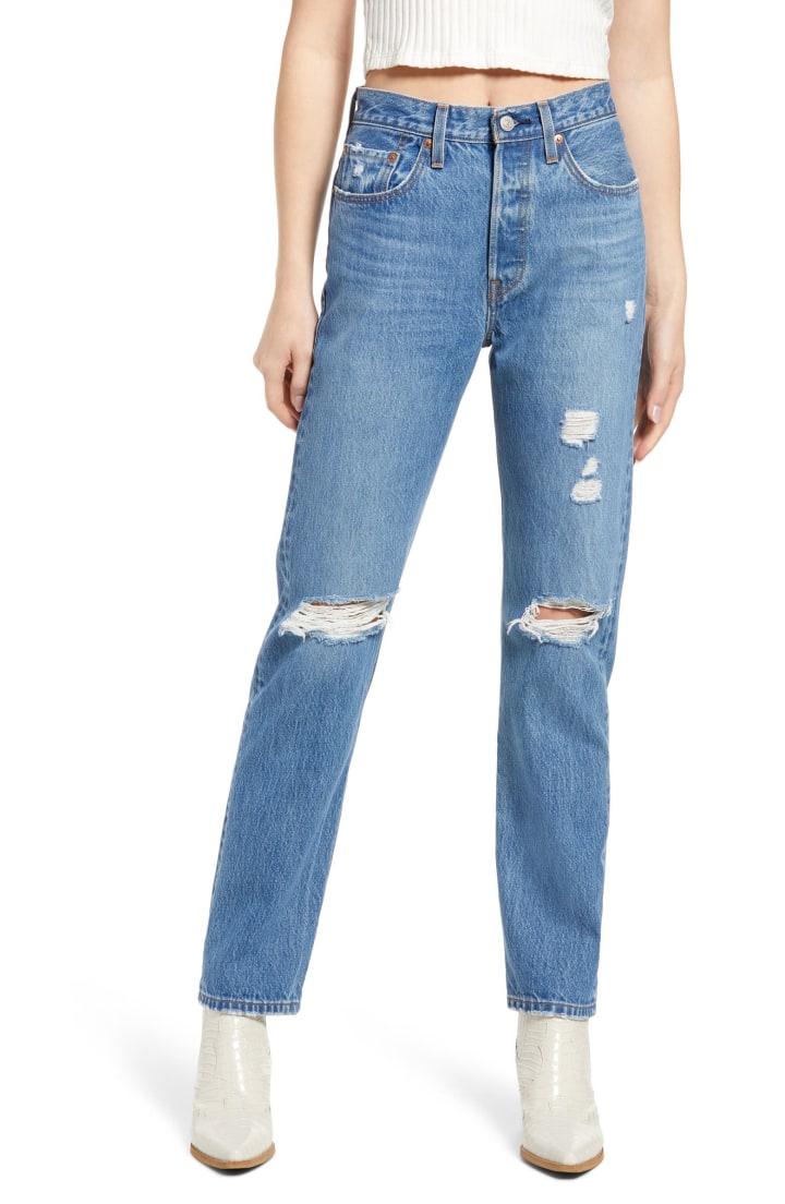 501 Ripped Straight Leg Jeans