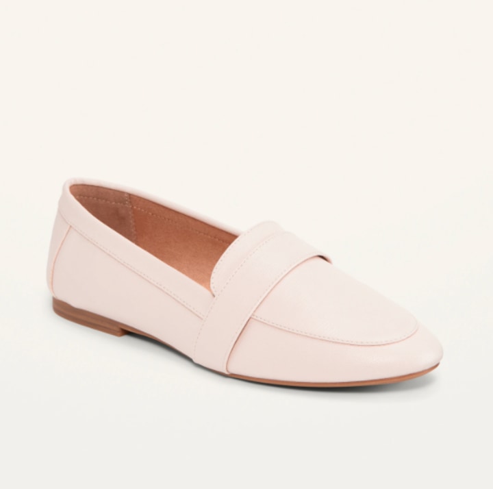 Faux-Leather Pointed-Toe Loafer Shoes
