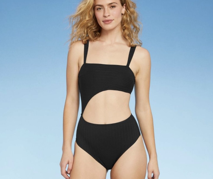 Ribbed Cut-Out One-Piece Swimsuit