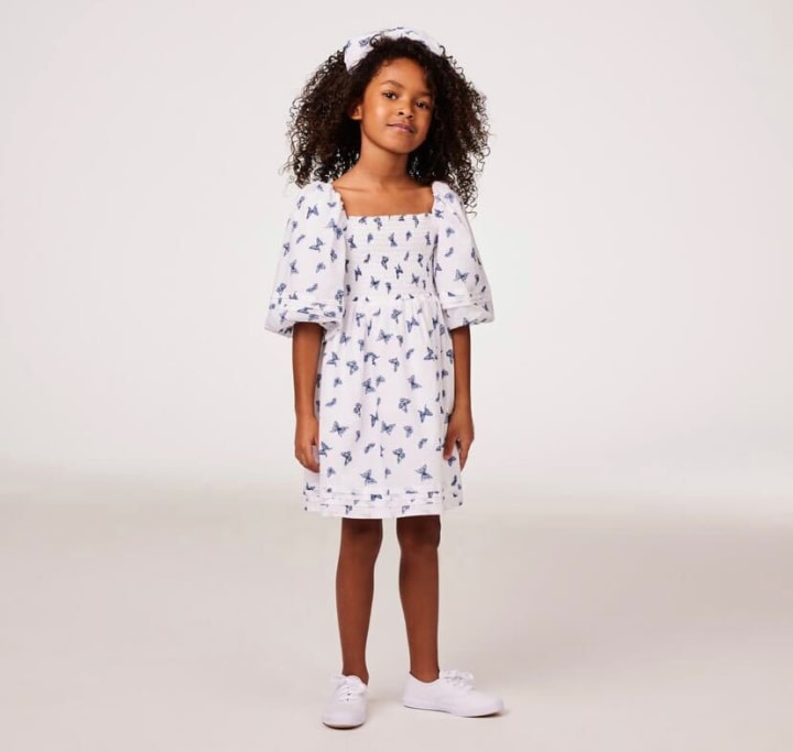 The Natalie Butterfly Smocked Bubble Sleeve Dress