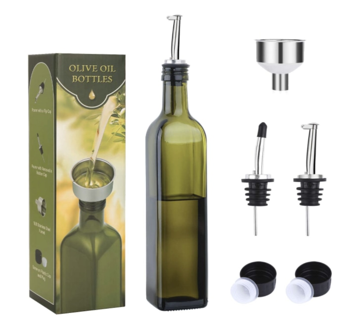 Olive Oil Bottle, Pourer & Funnel
