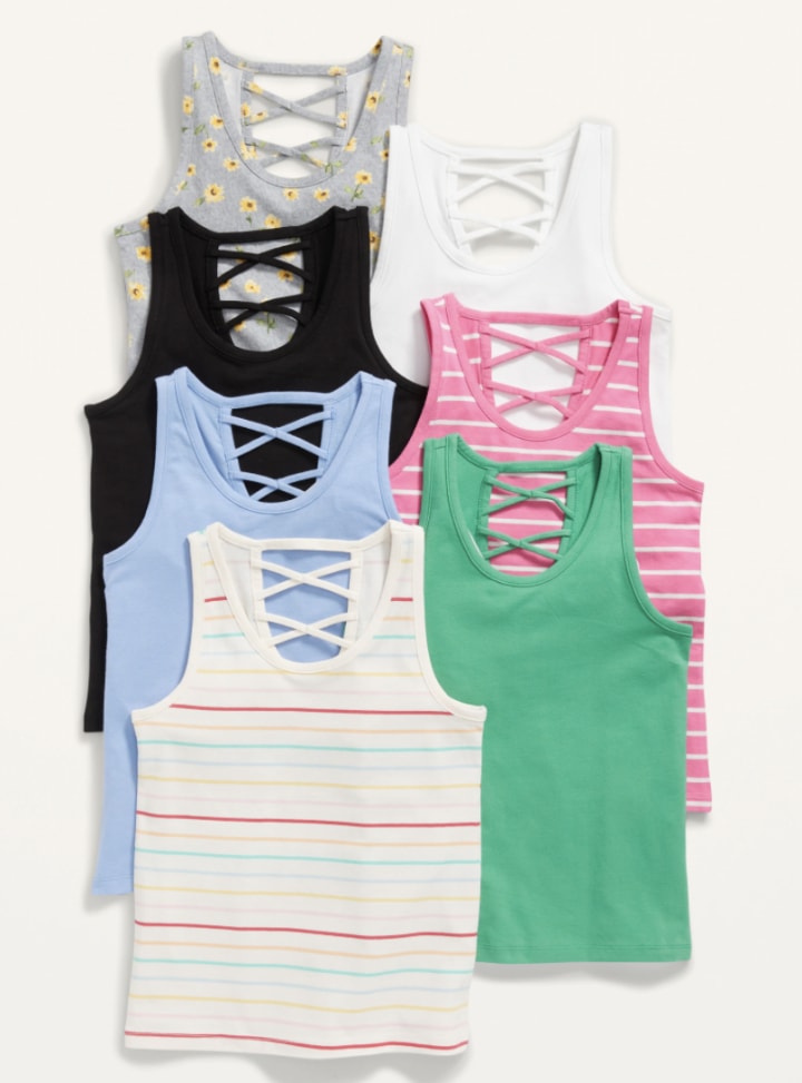 7-Pack Fitted Strappy Tank Top for Girls