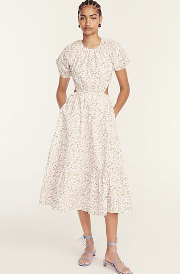 Side-Cutout Cotton Poplin Dress