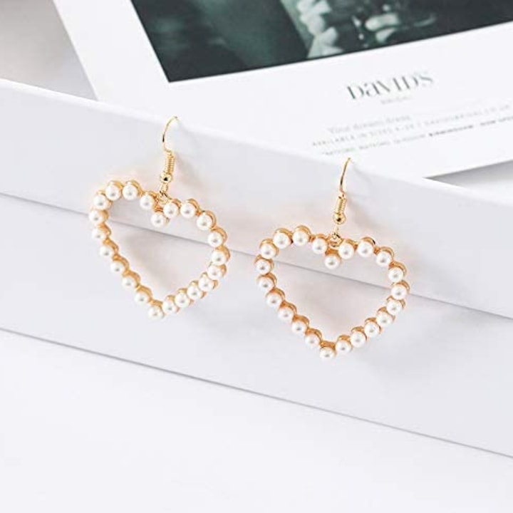 Pearl Heart Earrings for Women