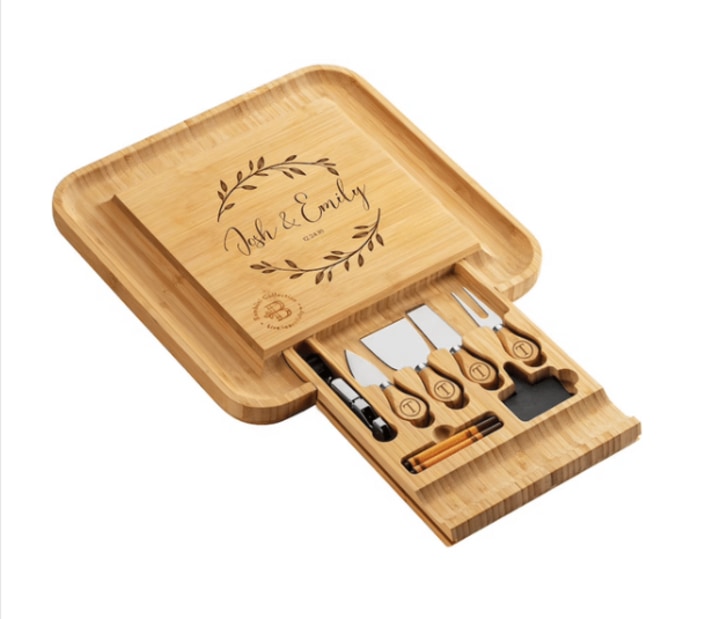 Personalized Bamboo Cheese Board Set
