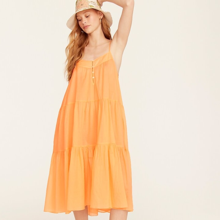 Tiered button-front cover-up dress