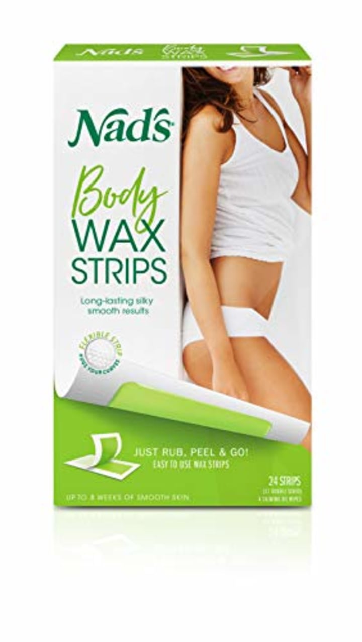 Nad&#039;s Body Wax Strips Hair Removal For Women At Home plus 4 Calming Oil Wipes, 24 Count