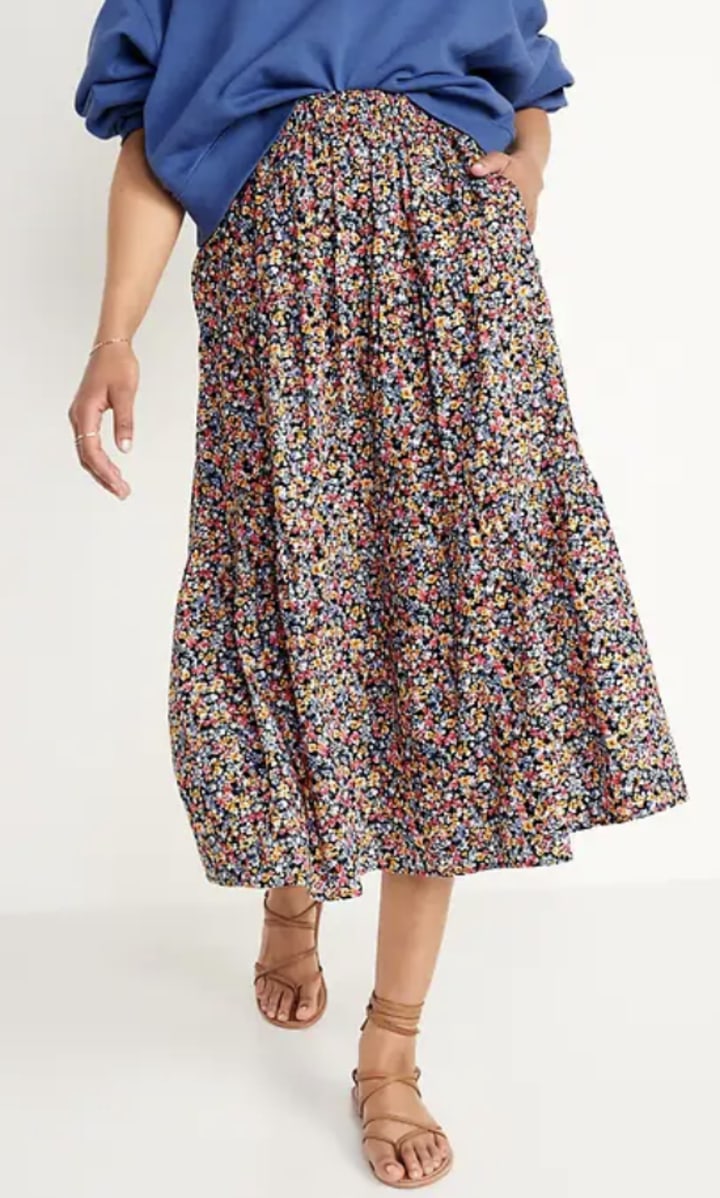 Floral-Print Maxi Skirt