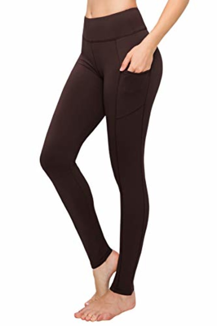 SATINA Tan High Waisted Yoga Leggings, Women's One Size Fits All