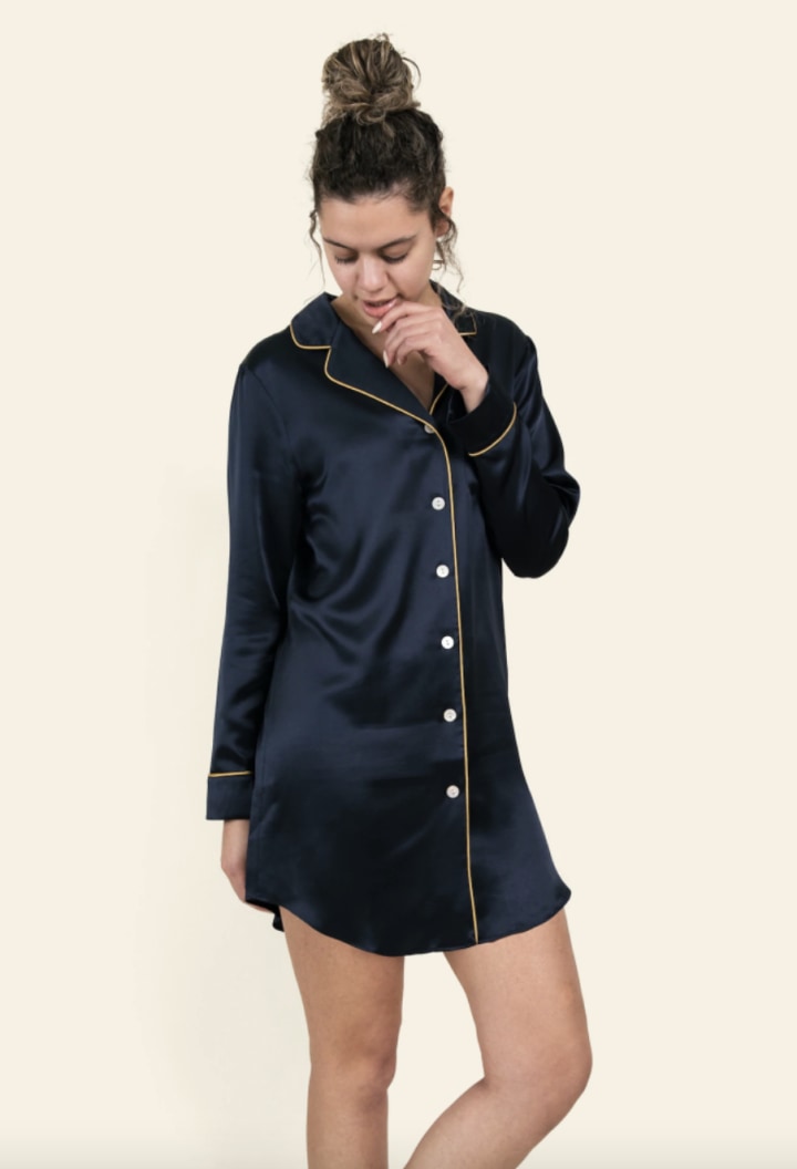 Chloe Silk Button Up Night Dress