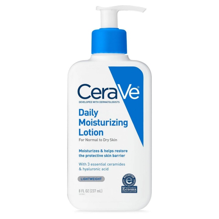 CeraVe Daily Moisturizing Lotion for Normal to Dry Skin with Hyaluronic Acid and Ceramides, Face and Body Moisturizer, Fragrance Free - 8 fl oz