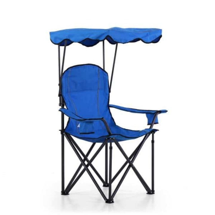 Camping Chair With Canopy 50+ UPF Light Blue Folding Chair