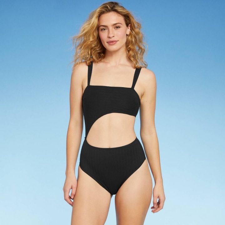 Women&#039;s Ribbed Cut Out One Piece Swimsuit - Shade &amp; Shore(TM)