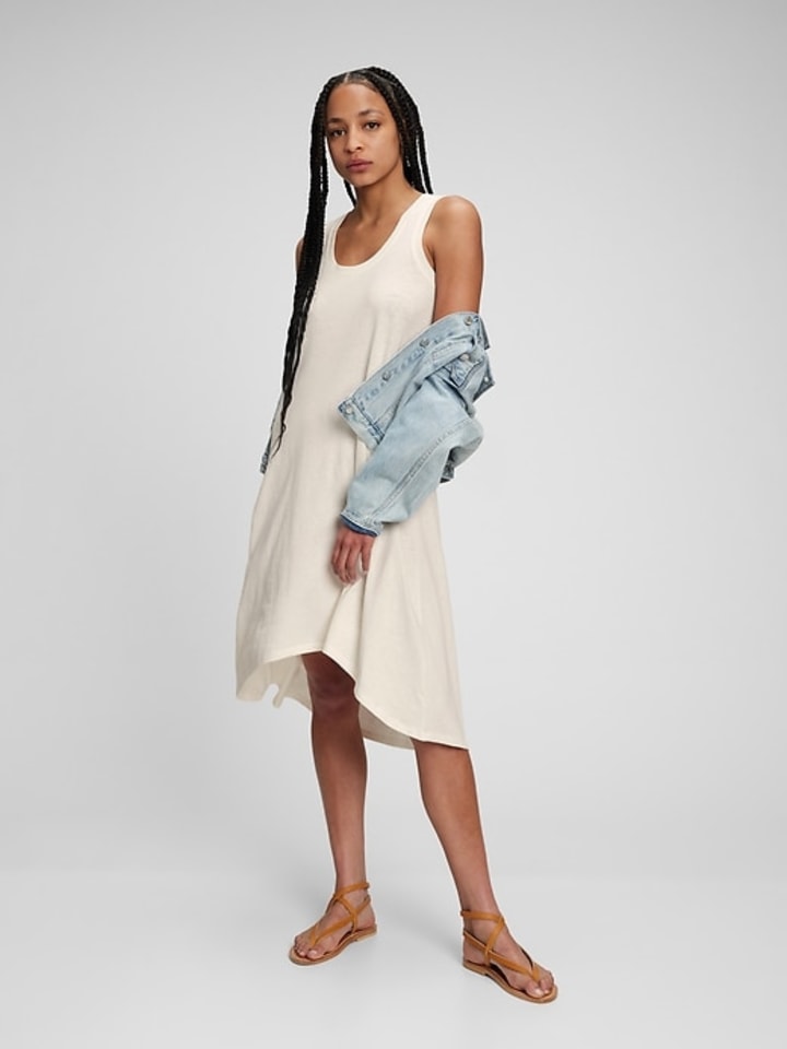 Linen Cotton Hi-Low Tank Dress