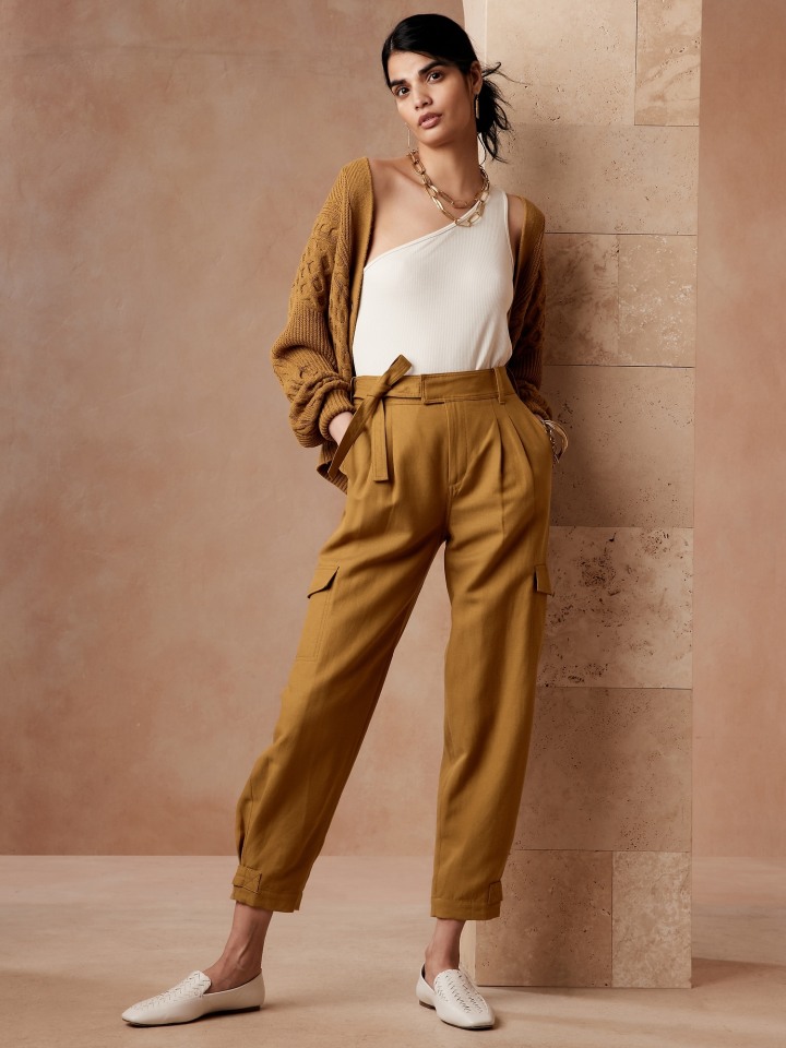 High-Waisted Wide-Leg Pants, Wrap Around Trousers