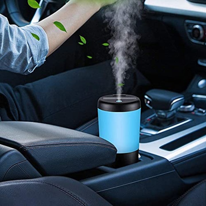 One Fire Car Diffuser Essential Oil, Portable Car Essential Oil Diffuser, Mini Led Color Changing Car Diffusers for Essential Oils Small Humidifiers for Bedroom,Usb Diffuser for Car Desk Office Travel