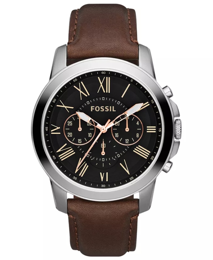 Chronograph Grant Brown Leather Strap Watch