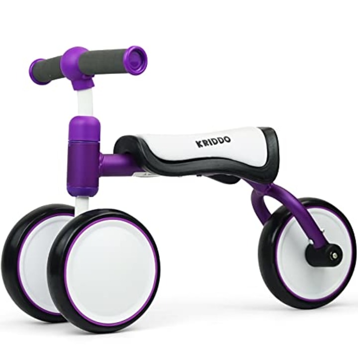 KRIDDO Baby Balance Bike, Pony Toys for 1 Year Old Boys and Girls, Toddler Bike for One Year Old First Birthday Gifts Baby Tricycle 10-24 Months, Purple