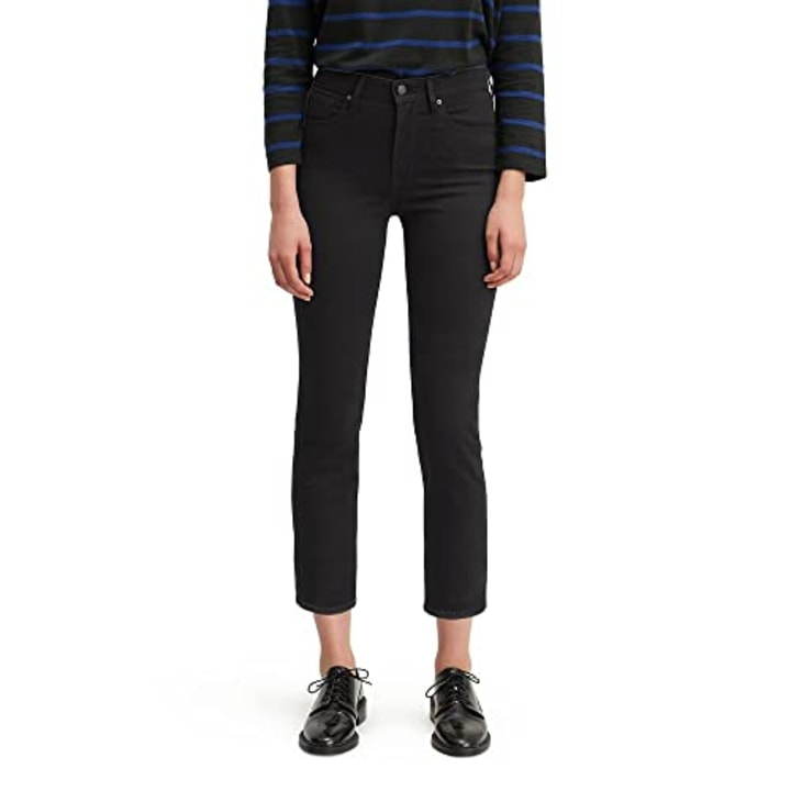 Levi&#039;s Women&#039;s 724 High Rise Straight Crop Jeans, Soft black, 28 (US 6)