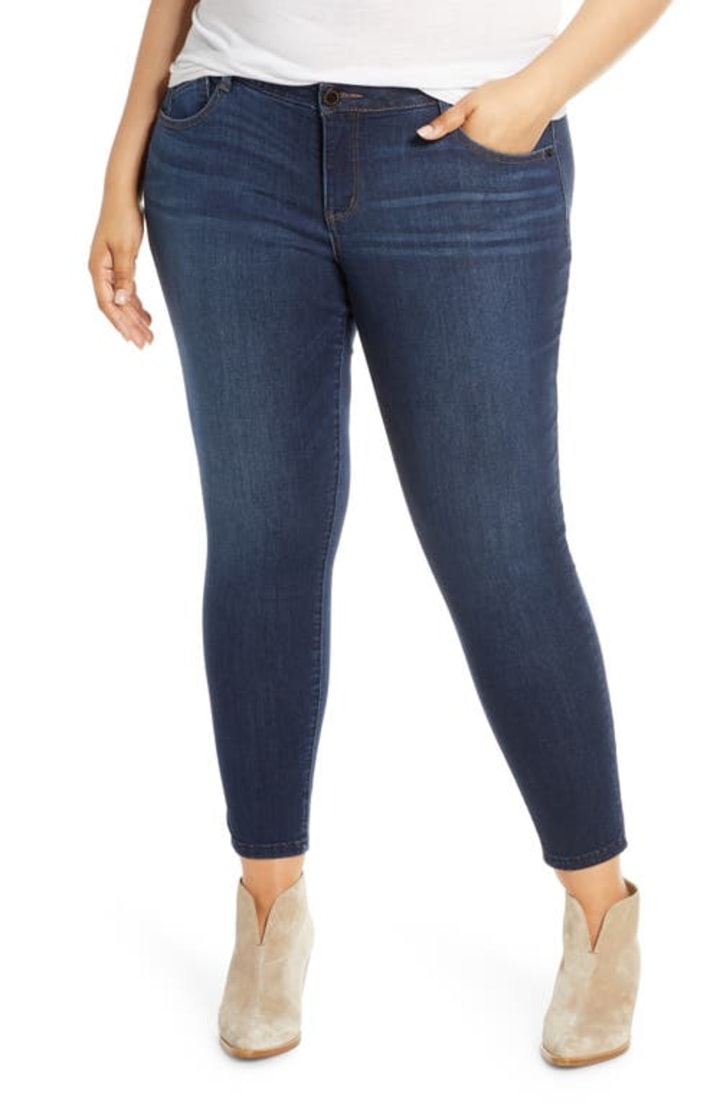 Wit &amp; Wisdom &#039;Ab&#039;Solution Stretch Ankle Skinny Jeans in Dark Navy at Nordstrom, Size 16W
