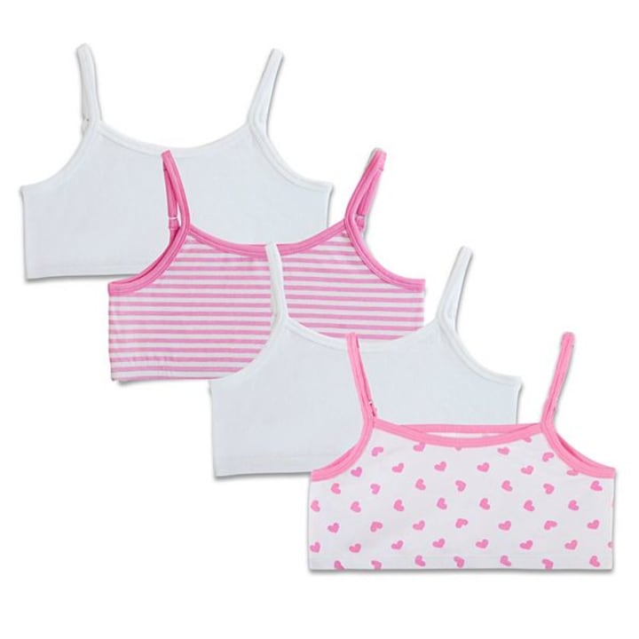 Fruit of the Loom Girls Fruit of the Loom 4-pk. Reversible Crop Bras, Girl&#039;s, Size: Large, White