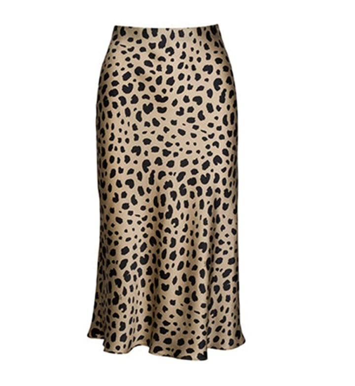 High Waist Leopard Midi Skirt