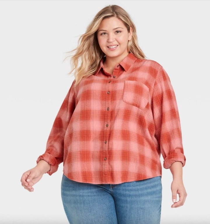 Women's Long Sleeve Flannel Button-Down Shirt