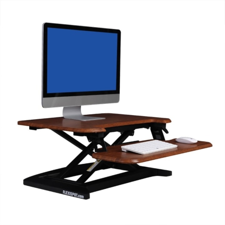 FlexiSpot AlcoveRiser Sit-To-Stand Desk Converter, 28&quot;W, Mahogany
