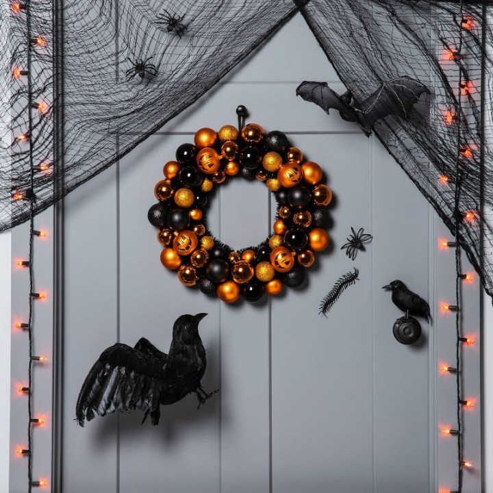 Halloween Pumpkin Orange and Black Shatterproof Halloween Wreath - Hyde &amp; EEK! Boutique