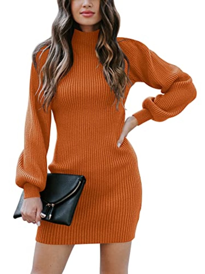ANRABESS Turtleneck Long Sleeve Sweater Dress