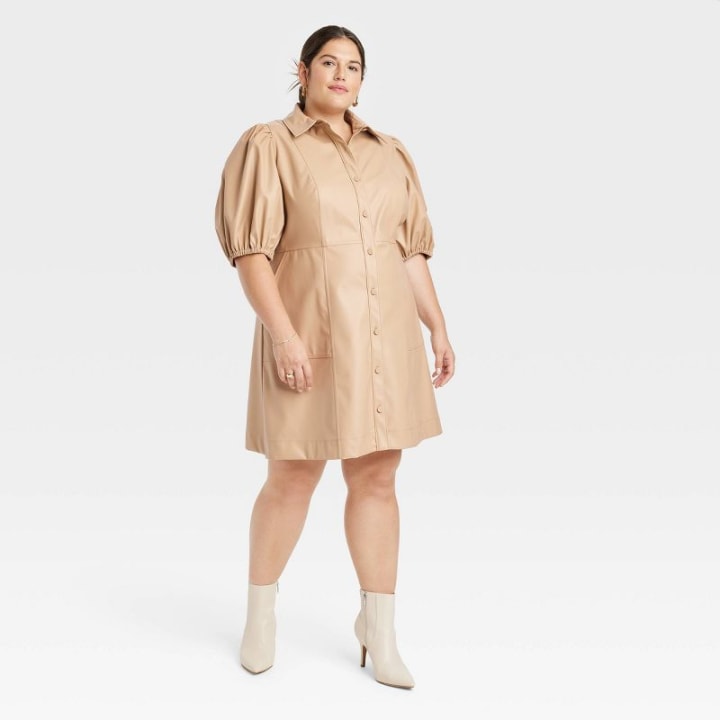Target Women&#039;s Leather Puff Sleeve Dress