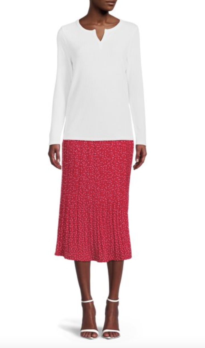 High-Waisted Midi Swing Skirt