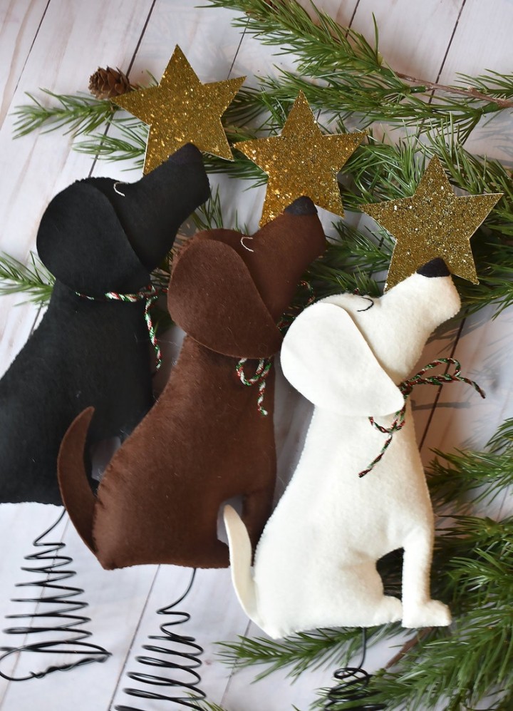 Labrador Christmas Tree Topper // Dog Christmas Decor // Black Yellow or Chocolate Lab // Felt Christmas Tree Topper